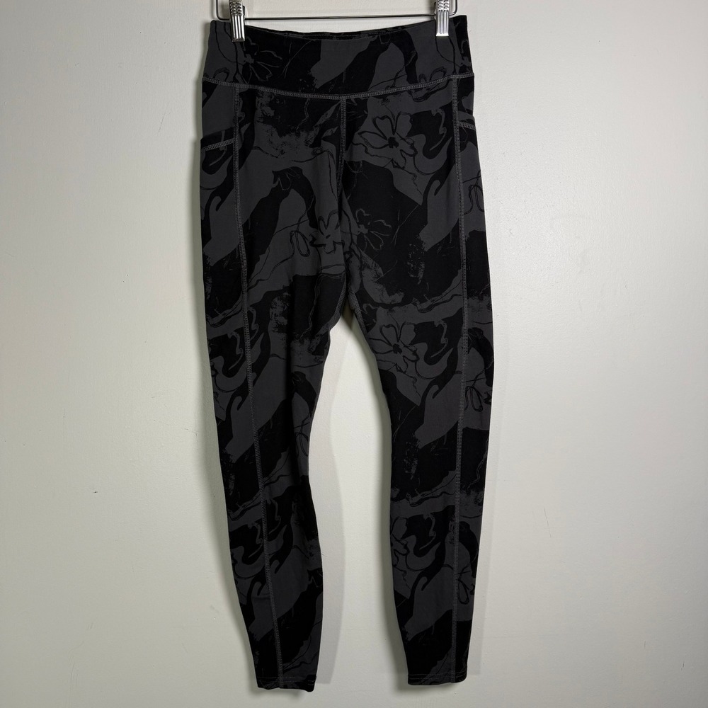 Pact Go-To Leggings Womens Small Black Charcoal Floral Organic Cotton Pockets